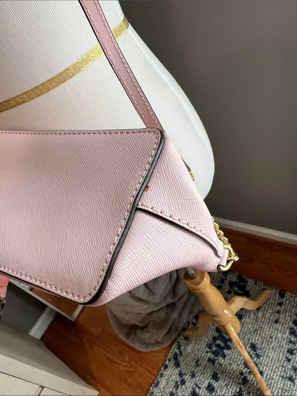 Michael Kors Blush Pink Crossbody with Gold Chain Accents